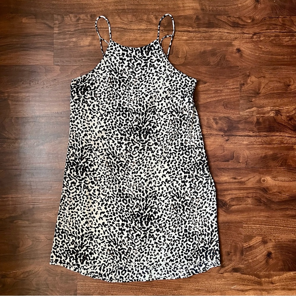 ASTR Animal Print Mini Dress Black & White Spaghetti Strap Women’s Size S NWOT